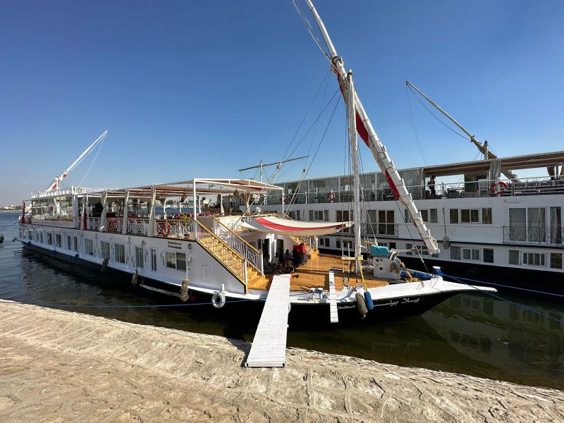 Yalla Bina Dahabiya Nile Cruise sailing on the Nile River between Luxor and Aswan